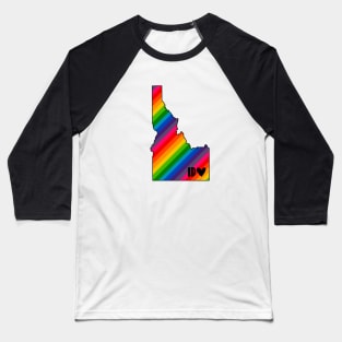 USA States: Idaho (rainbow) Baseball T-Shirt